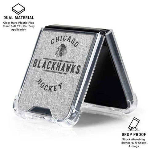 NHL Chicago Blackhawks Black Text Galaxy Z Flip6 Clear Case
