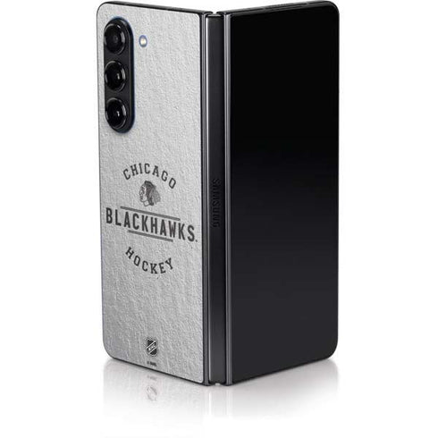 NHL Chicago Blackhawks Black Text Galaxy Z Fold5 5G Skin