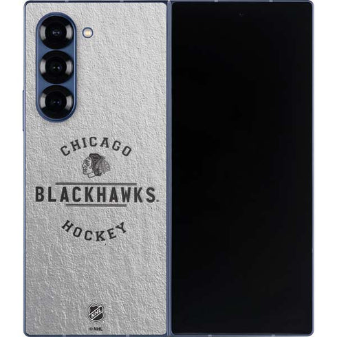 NHL Chicago Blackhawks Black Text Galaxy Z Fold6 Skin
