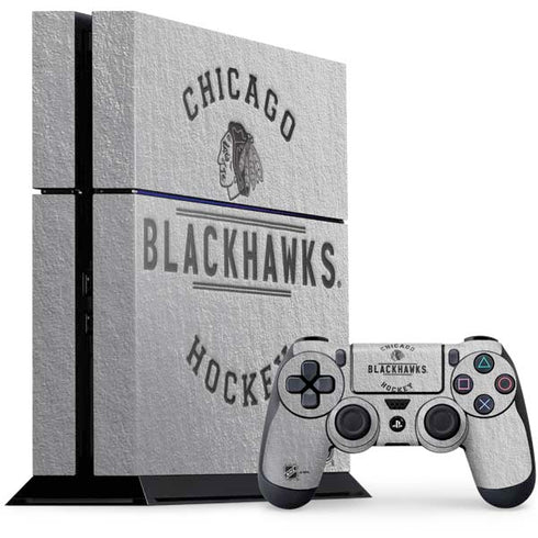 NHL Chicago Blackhawks Black Text PS4 Console and Controller Bundle Skin