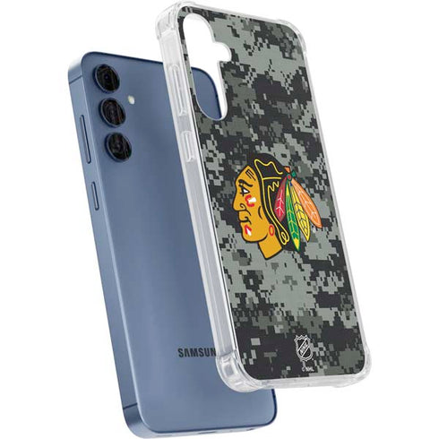 NHL Chicago Blackhawks Camo Galaxy A55 5G Clear Case