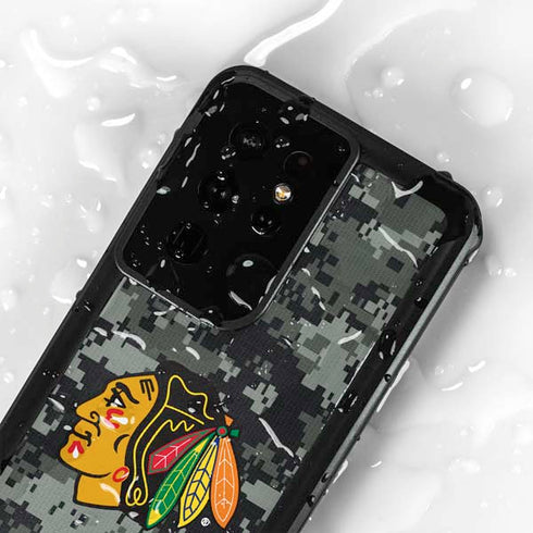 NHL Chicago Blackhawks Camo Galaxy S24 Ultra Waterproof Case