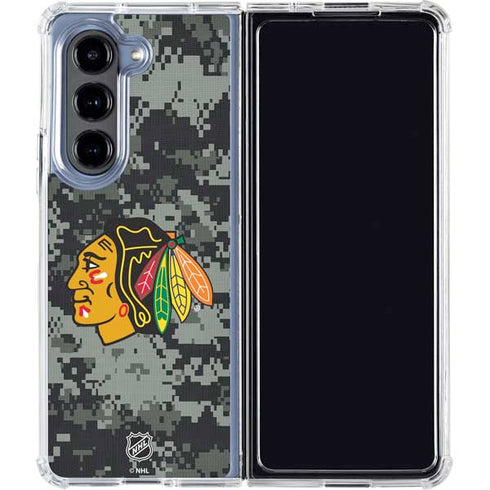 NHL Chicago Blackhawks Camo Galaxy Z Fold5 5G Clear Case