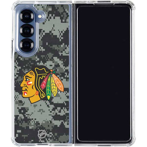 NHL Chicago Blackhawks Camo Galaxy Z Fold6 Clear Case
