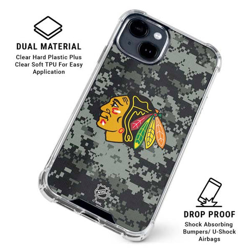 NHL Chicago Blackhawks Camo iPhone 15 Clear Case