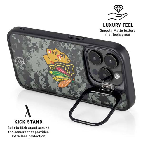 NHL Chicago Blackhawks Camo iPhone 15 Pro Kickstand Case