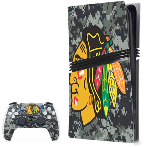 NHL Chicago Blackhawks Camo PS5 Pro Bundle Skin