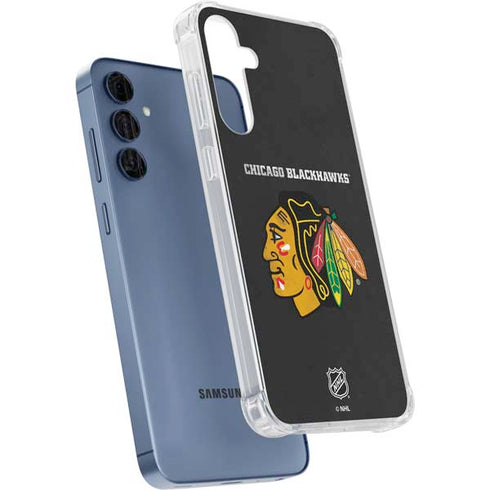 NHL Chicago Blackhawks Distressed Galaxy A55 5G Clear Case