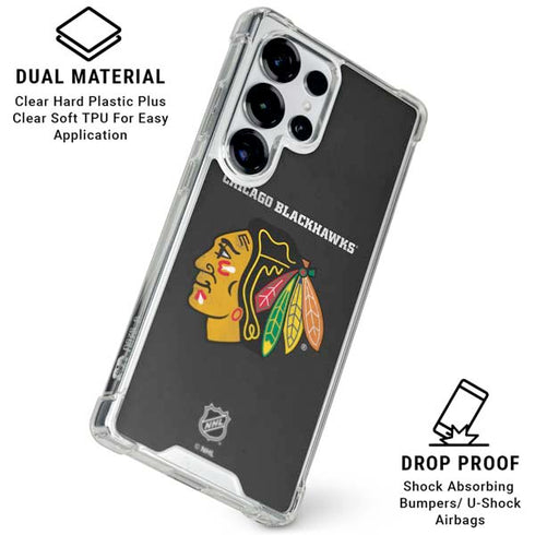 NHL Chicago Blackhawks Distressed Galaxy S25 Ultra Clear Case