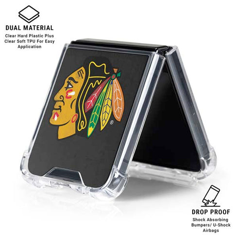 NHL Chicago Blackhawks Distressed Galaxy Z Flip6 Clear Case