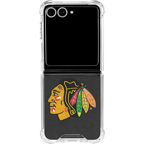NHL Chicago Blackhawks Distressed Galaxy Z Flip7 Clear Case