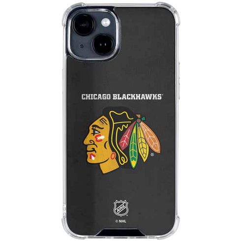 NHL Chicago Blackhawks Distressed iPhone 15 Clear Case
