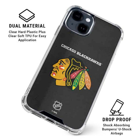 NHL Chicago Blackhawks Distressed iPhone 15 Clear Case