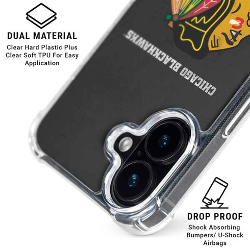 NHL Chicago Blackhawks Distressed iPhone 16 Plus Clear Case