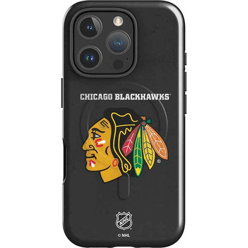 NHL Chicago Blackhawks Distressed iPhone 16 Pro Max Magsafe Impact Case