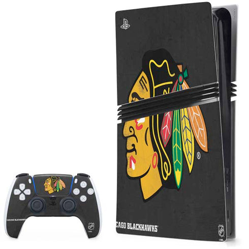 NHL Chicago Blackhawks Distressed PS5 Pro Bundle Skin