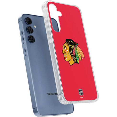 NHL Chicago Blackhawks Solid Background Galaxy A55 5G Clear Case
