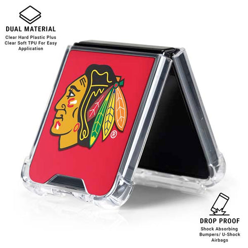 NHL Chicago Blackhawks Solid Background Galaxy Z Flip6 Clear Case