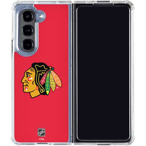 NHL Chicago Blackhawks Solid Background Galaxy Z Fold5 5G Clear Case