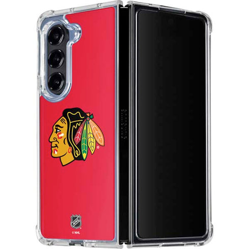 NHL Chicago Blackhawks Solid Background Galaxy Z Fold5 5G Clear Case