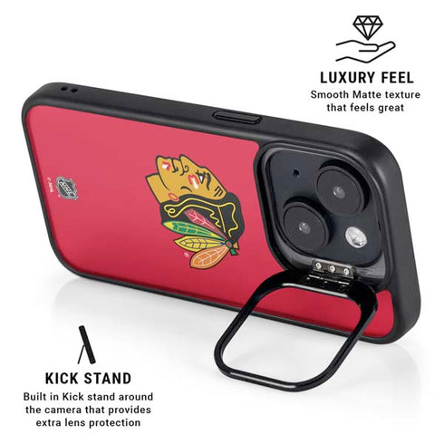 NHL Chicago Blackhawks Solid Background iPhone 15 Kickstand Case
