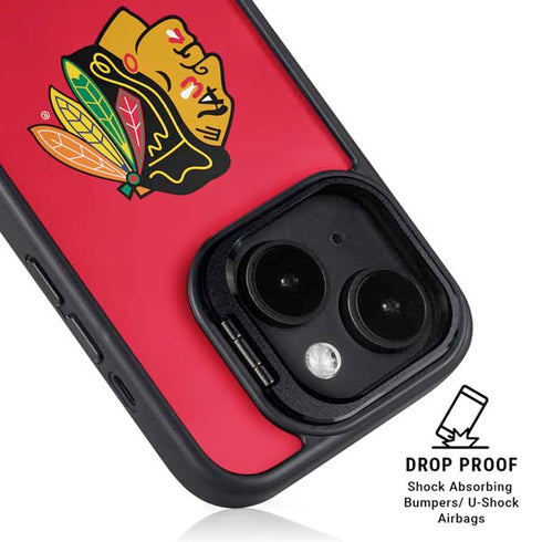 NHL Chicago Blackhawks Solid Background iPhone 15 Plus Kickstand Case