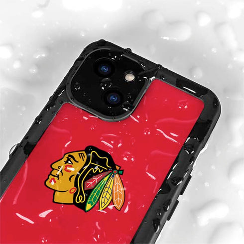 NHL Chicago Blackhawks Solid Background iPhone 15 Plus Waterproof Case