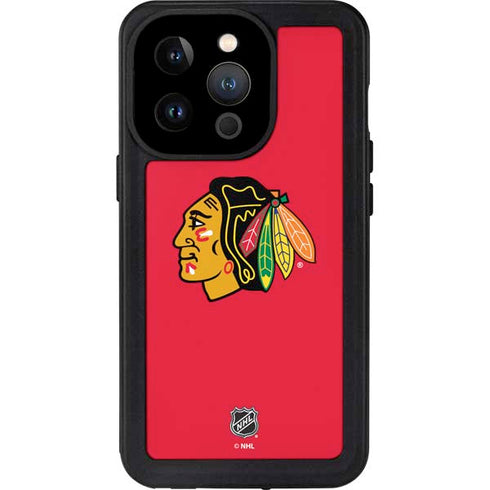 NHL Chicago Blackhawks Solid Background iPhone 15 Pro Waterproof Case