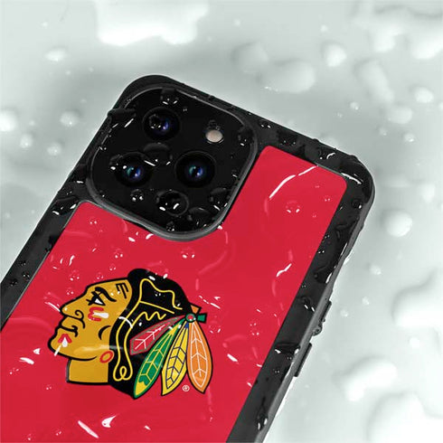 NHL Chicago Blackhawks Solid Background iPhone 15 Pro Waterproof Case