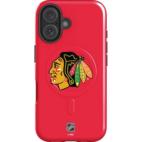 NHL Chicago Blackhawks Solid Background iPhone 16 Magsafe Impact Case