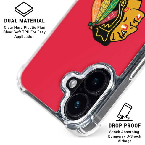 NHL Chicago Blackhawks Solid Background iPhone 16 Plus Clear Case