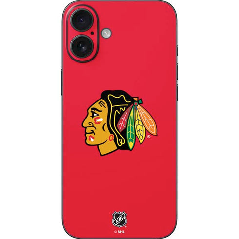 NHL Chicago Blackhawks Solid Background iPhone 16 Plus Skin
