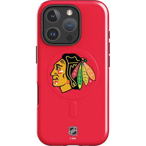 NHL Chicago Blackhawks Solid Background iPhone 16 Pro Magsafe Impact Case