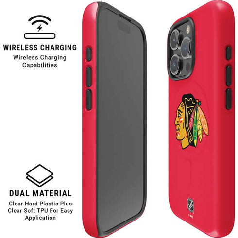 NHL Chicago Blackhawks Solid Background iPhone 16 Pro Magsafe Impact Case