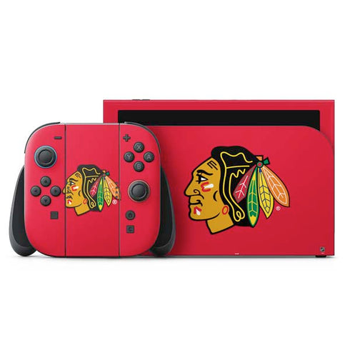 NHL Chicago Blackhawks Solid Background Nintendo Switch 2 (2025) with Joy-Con Skin