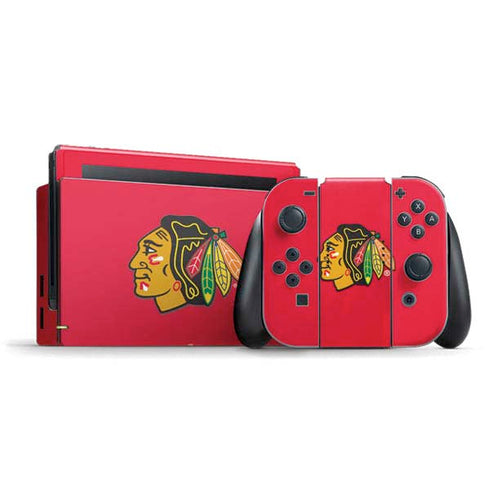 NHL Chicago Blackhawks Solid Background Nintendo Switch Bundle Skin