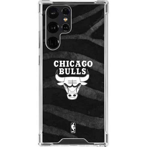 NBA Chicago Bulls Black Animal Print Galaxy S23 Ultra Clear Case