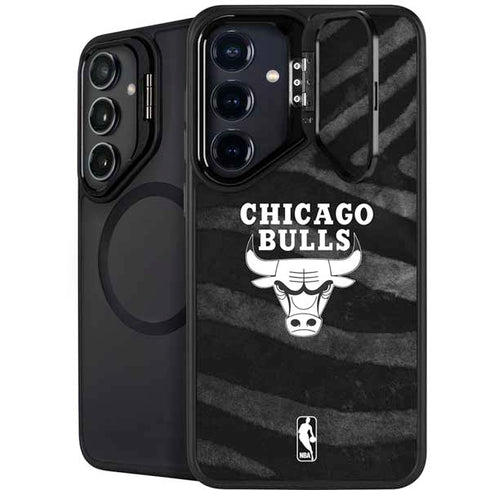 NBA Chicago Bulls Black Animal Print Galaxy S25 Plus Kickstand Case