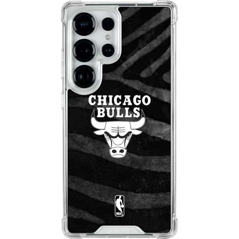 NBA Chicago Bulls Black Animal Print Galaxy S25 Ultra Clear Case