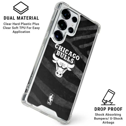 NBA Chicago Bulls Black Animal Print Galaxy S25 Ultra Clear Case