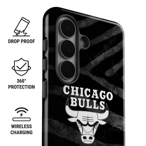 NBA Chicago Bulls Black Animal Print Galaxy S26 Plus Impact Case