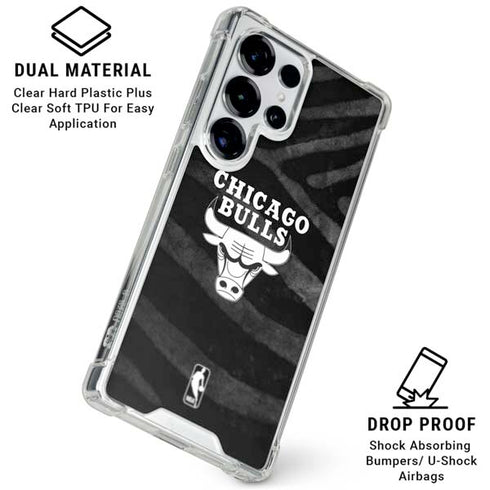 NBA Chicago Bulls Black Animal Print Galaxy S26 Ultra Clear Case