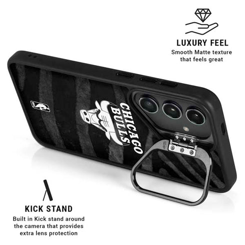 NBA Chicago Bulls Black Animal Print Galaxy S26 Ultra Kickstand Case
