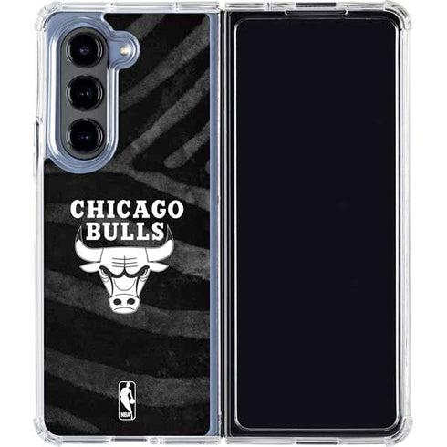 NBA Chicago Bulls Black Animal Print Galaxy Z Fold5 5G Clear Case