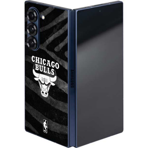 NBA Chicago Bulls Black Animal Print Galaxy Z Fold6 Skin