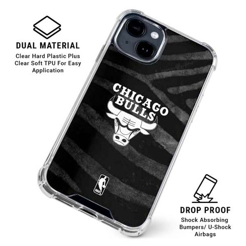 NBA Chicago Bulls Black Animal Print iPhone 15 Clear Case