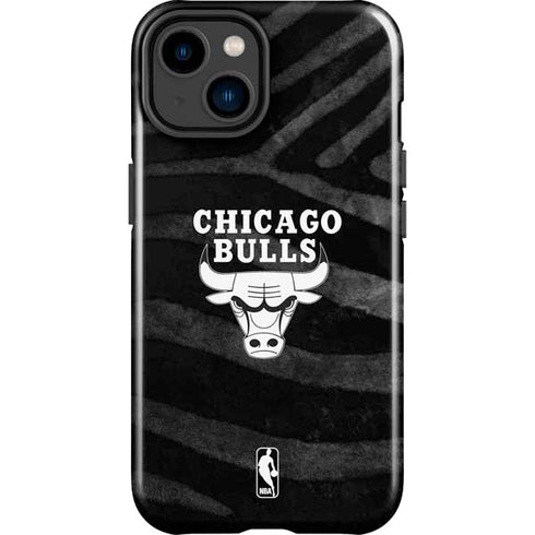 NBA Chicago Bulls Black Animal Print iPhone 15 Impact Case