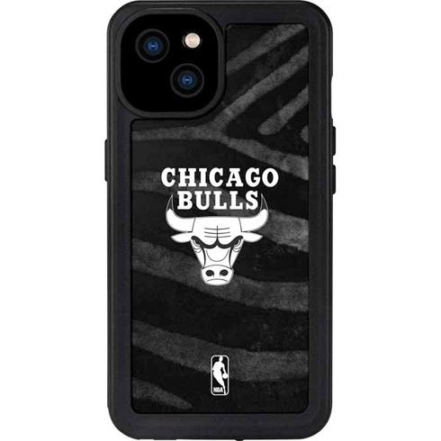 NBA Chicago Bulls Black Animal Print iPhone 15 Plus Waterproof Case