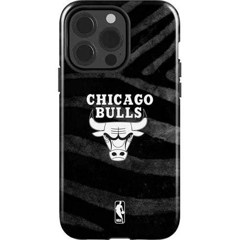 NBA Chicago Bulls Black Animal Print iPhone 15 Pro Impact Case