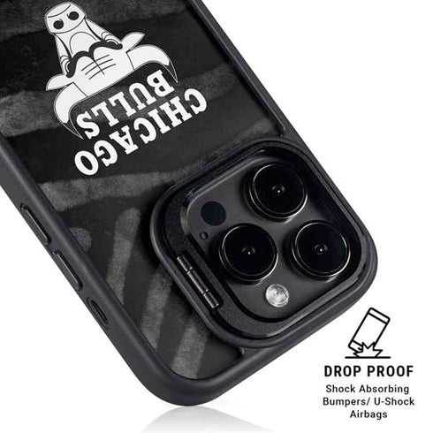 NBA Chicago Bulls Black Animal Print iPhone 15 Pro Kickstand Case